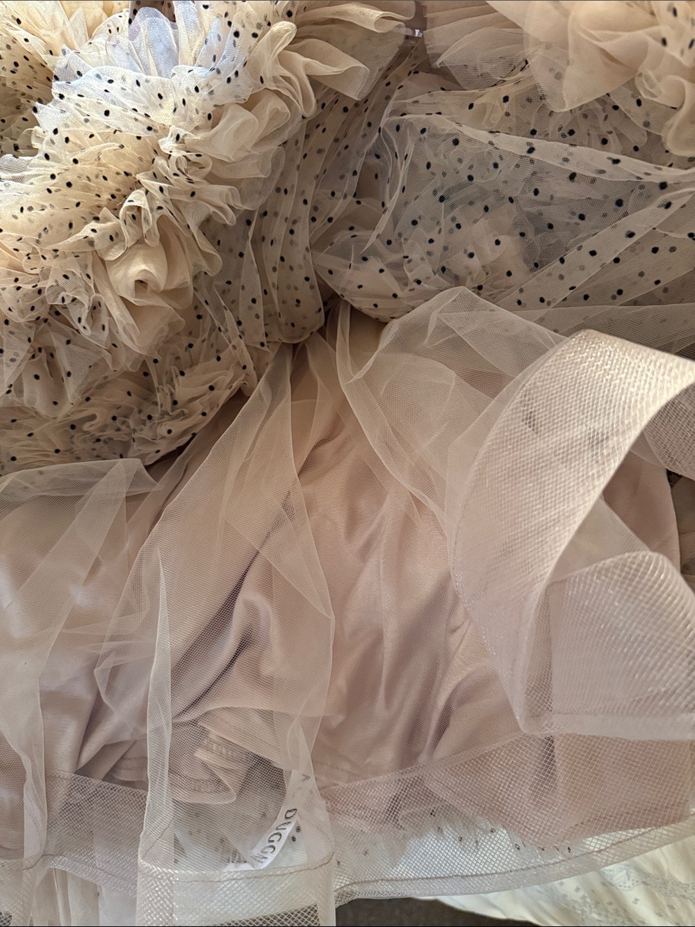 Mac Duggal Square-Neck Dotted Tulle Tiered Midi Dress - Picture 9 of 12